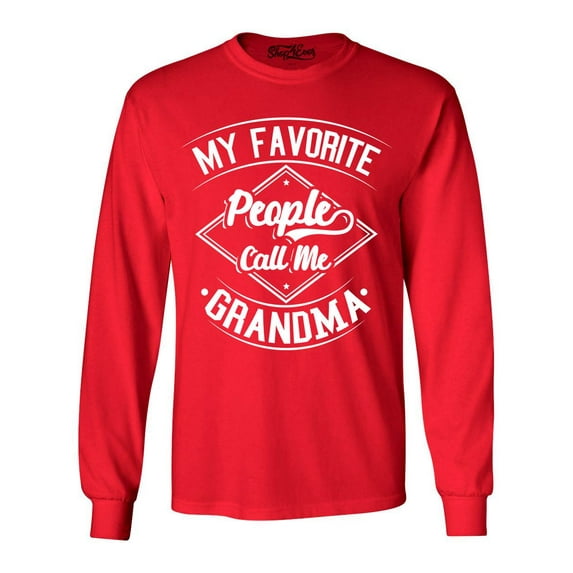 Shop4Ever Men's My Favorite People Call Me Grandma Long Sleeve Shirt XX-Large Red