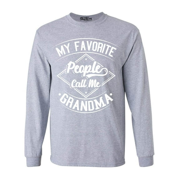 Shop4Ever Men's My Favorite People Call Me Grandma Long Sleeve Shirt XXX-Large Sports Grey