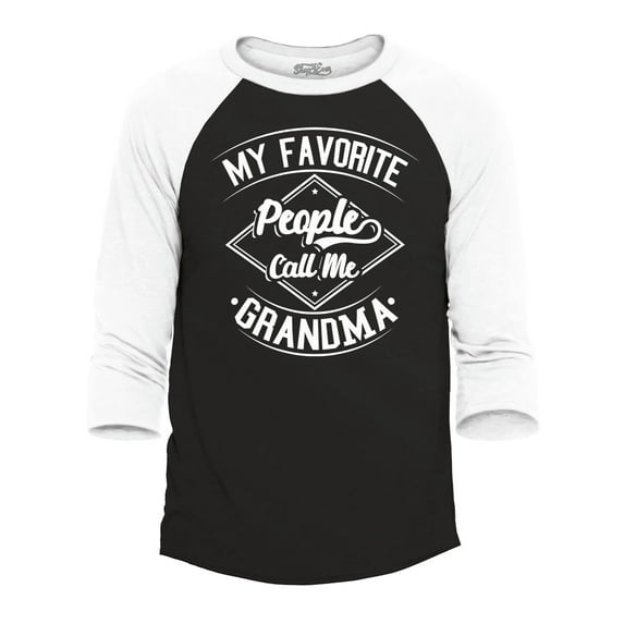 Shop4Ever Men's My Favorite People Call Me Grandma Raglan Baseball Shirt Small Black/White