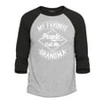 thumbnail image 1 of Shop4Ever Men's My Favorite People Call Me Grandma Raglan Baseball Shirt XX-Large Heather Grey/Black, 1 of 4