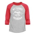 thumbnail image 1 of Shop4Ever Men's My Favorite People Call Me Grandma Raglan Baseball Shirt XXX-Large Heather Grey/Red, 1 of 4