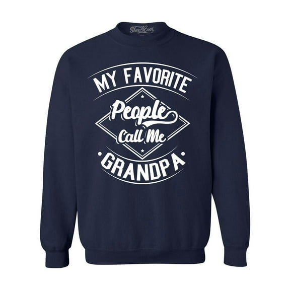 Shop4Ever Men's My Favorite People Call Me Grandpa Crewneck Sweatshirt X-Large Navy