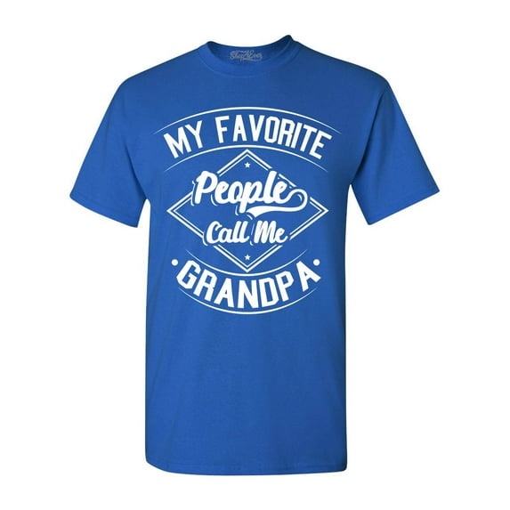 Shop4Ever Men's My Favorite People Call Me Grandpa Graphic T-shirt Large Royal Blue