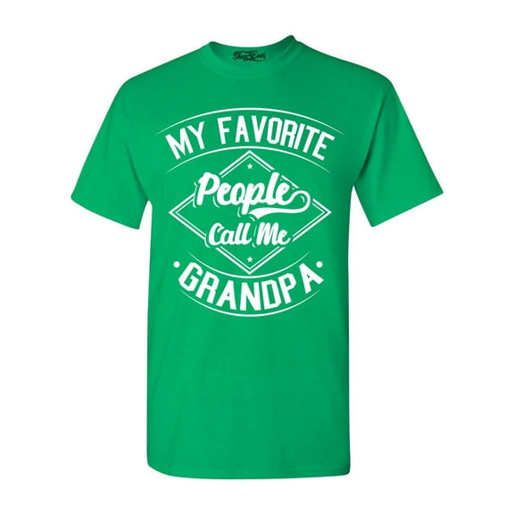 Shop4Ever Men's My Favorite People Call Me Grandpa Graphic T-shirt Small Irish Green