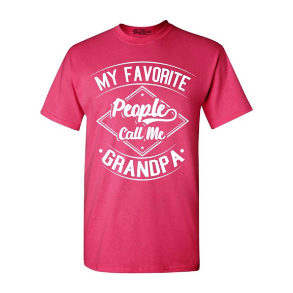 Shop4Ever Men's My Favorite People Call Me Grandpa Graphic T-shirt X-Large Heliconia Pink