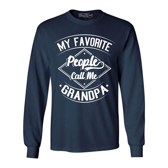Shop4Ever Men's My Favorite People Call Me Grandpa Long Sleeve Shirt X-Large Navy