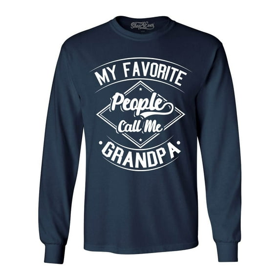 Shop4Ever Men's My Favorite People Call Me Grandpa Long Sleeve Shirt X-Large Navy
