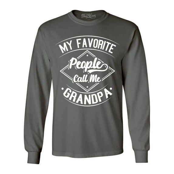 Shop4Ever Men's My Favorite People Call Me Grandpa Long Sleeve Shirt XXX-Large Charcoal