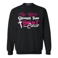 thumbnail image 1 of Shop4Ever Men's My God is Stronger Than Breast Cancer Crewneck Sweatshirt Large Black, 1 of 5