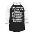 thumbnail image 1 of Shop4Ever Men's My Perfect Day Video Games Gamer  Raglan Baseball Shirt Medium Black/White, 1 of 5