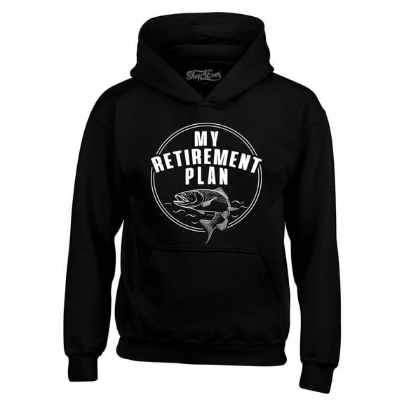 Shop4Ever Men's My Retirement Plan Fishing Hooded Sweatshirt Hoodie XX-Large Black