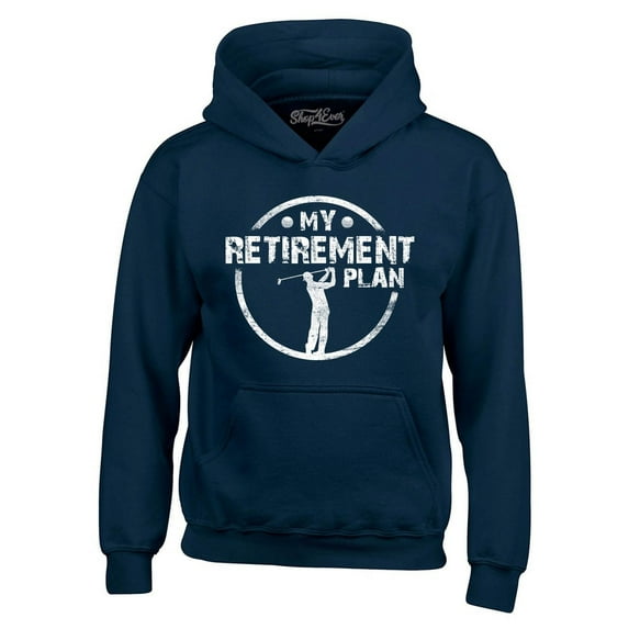 Shop4Ever Men's My Retirement Plan Golfing Hooded Sweatshirt Hoodie Medium Navy