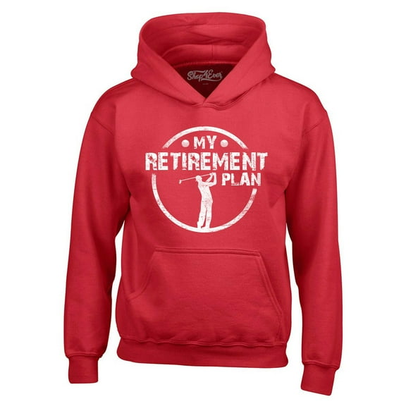 Shop4Ever Men's My Retirement Plan Golfing Hooded Sweatshirt Hoodie Small Red