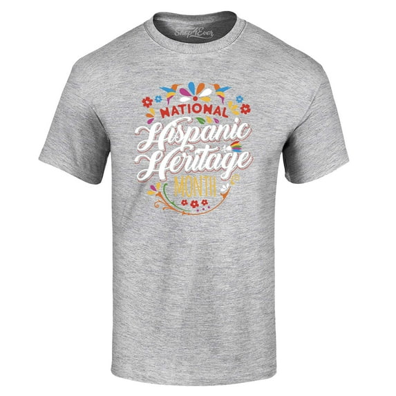 Shop4Ever Men's National Hispanic Heritage Month Graphic T-shirt XX-Large Sports Grey