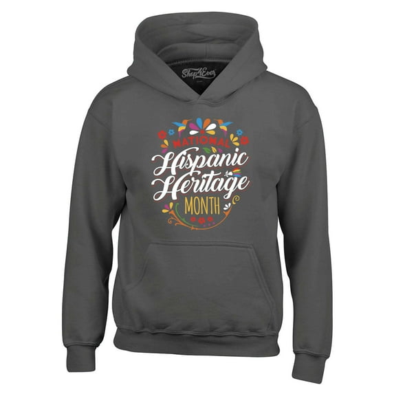 Shop4Ever Men's National Hispanic Heritage Month Hooded Sweatshirt Hoodie Medium Charcoal