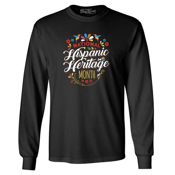 Shop4Ever Men's National Hispanic Heritage Month Long Sleeve Shirt X-Large Black