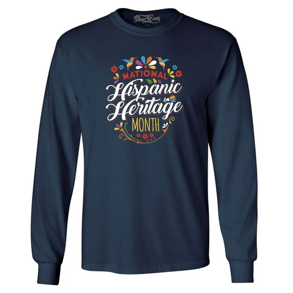 Shop4Ever Men's National Hispanic Heritage Month Long Sleeve Shirt XX-Large Navy