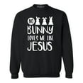 thumbnail image 1 of Shop4Ever Men's No Bunny Loves Me Like Jesus Easter  Crewneck Sweatshirt XXXX-Large Black, 1 of 5