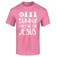 thumbnail image 1 of Shop4Ever Men's No Bunny Loves Me Like Jesus Easter  Graphic T-shirt Small Azalea Pink, 1 of 5