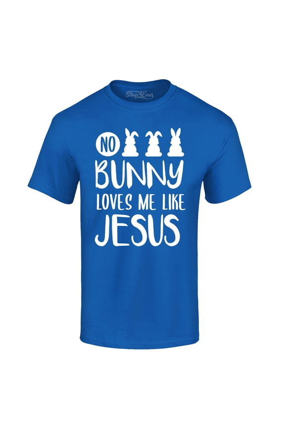 Men's No Bunny Loves Me Like Jesus Easter  Graphic T-shirt XX-Large Royal Blue