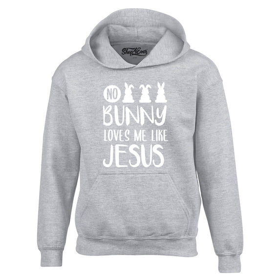 Shop4Ever Men's No Bunny Loves Me Like Jesus Easter Hooded Sweatshirt Hoodie Medium Sports Grey
