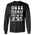 thumbnail image 1 of Shop4Ever Men's No Bunny Loves Me Like Jesus Easter  Long Sleeve Shirt X-Large Black, 1 of 5