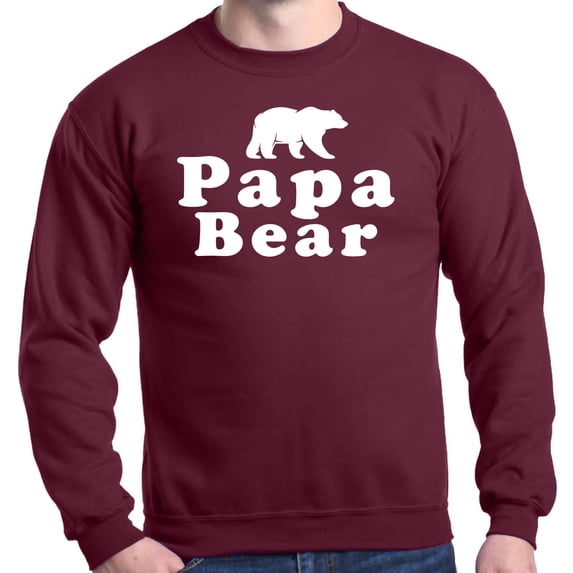 Shop4Ever Men's Papa Bear Father's Day Gift for Dad Crewneck Sweatshirt Medium Maroon
