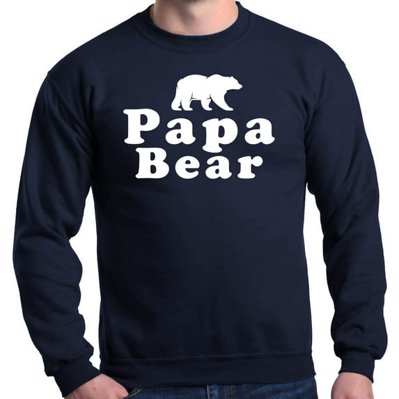Shop4Ever Men's Papa Bear Father's Day Gift for Dad Crewneck Sweatshirt Small Navy