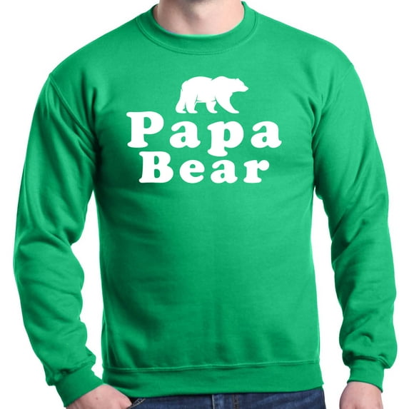 Shop4Ever Men's Papa Bear Father's Day Gift for Dad Crewneck Sweatshirt X-Large Irish Green
