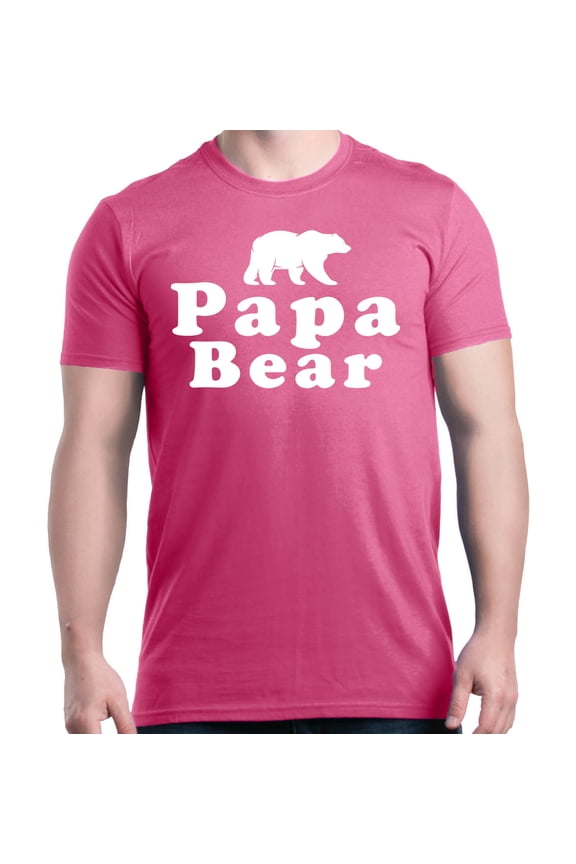 Men's Papa Bear Father's Day Gift for Dad Graphic T-shirt Large Azalea Pink
