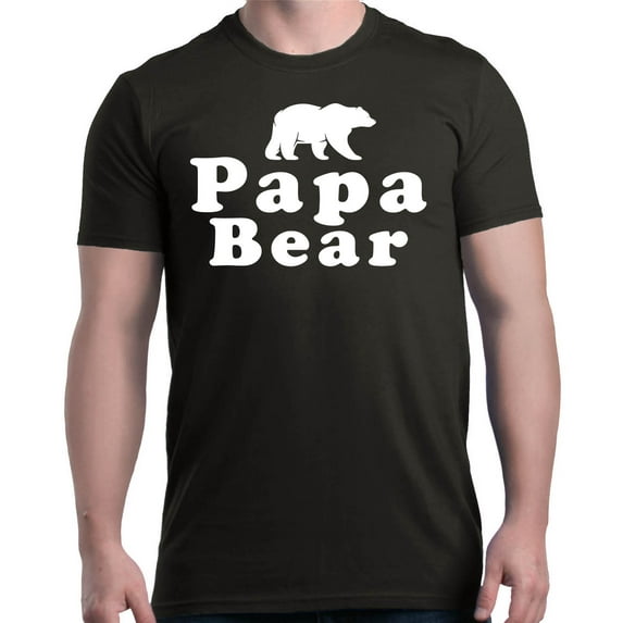Shop4Ever Men's Papa Bear Father's Day Gift for Dad Graphic T-shirt Large Black