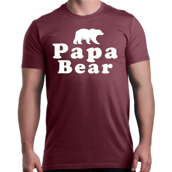 Shop4Ever Men's Papa Bear Father's Day Gift for Dad Graphic T-shirt Medium Maroon