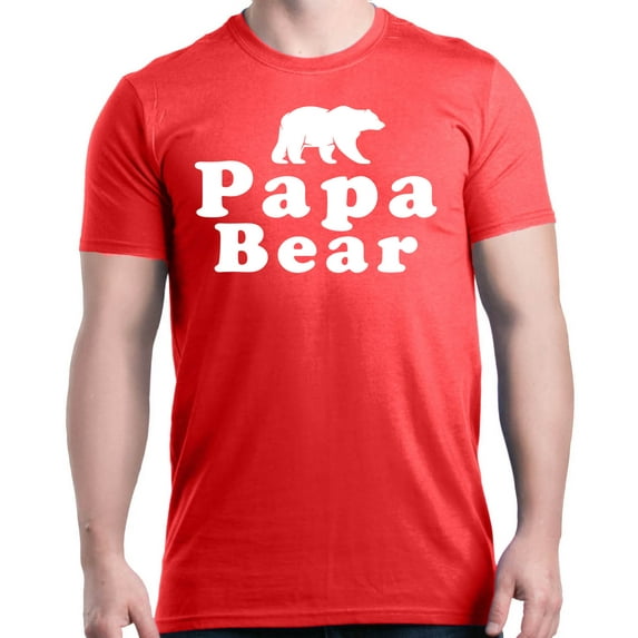 Shop4Ever Men's Papa Bear Father's Day Gift for Dad Graphic T-shirt XXXXX-Large Red