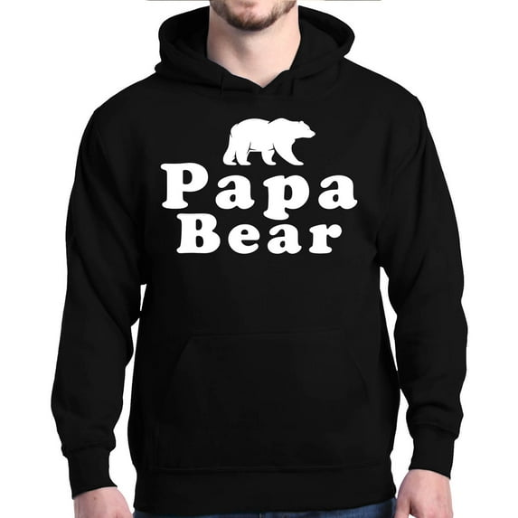Shop4Ever Men's Papa Bear Father's Day Gift for Dad Hooded Sweatshirt Hoodie X-Large Black