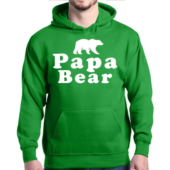 Shop4Ever Men's Papa Bear Father's Day Gift for Dad Hooded Sweatshirt Hoodie X-Large Irish Green