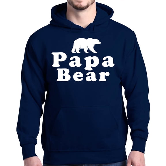 Shop4Ever Men's Papa Bear Father's Day Gift for Dad Hooded Sweatshirt Hoodie X-Large Navy