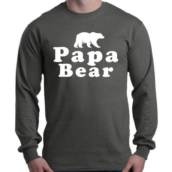 Shop4Ever Men's Papa Bear Father's Day Gift for Dad Long Sleeve Shirt Large Charcoal