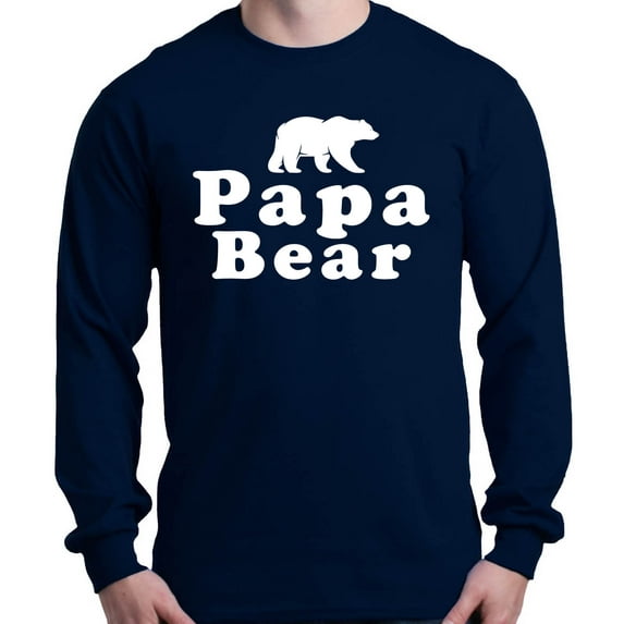 Shop4Ever Men's Papa Bear Father's Day Gift for Dad Long Sleeve Shirt XX-Large Navy
