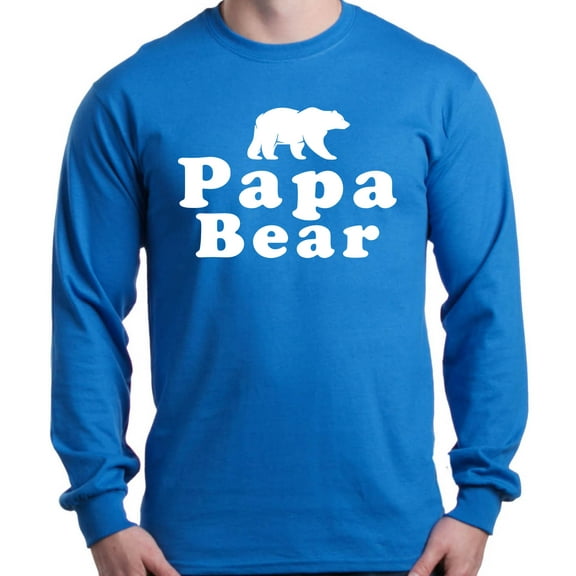 Shop4Ever Men's Papa Bear Father's Day Gift for Dad Long Sleeve Shirt XXX-Large Royal Blue