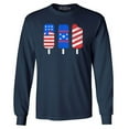 thumbnail image 1 of Shop4Ever Men's Patriotic Popsicles Ice Cream 4th of July Long Sleeve Shirt Large Navy, 1 of 5