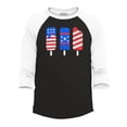 thumbnail image 1 of Shop4Ever Men's Patriotic Popsicles Ice Cream 4th of July Raglan Baseball Shirt Large Black/White, 1 of 4