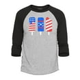 thumbnail image 1 of Shop4Ever Men's Patriotic Popsicles Ice Cream 4th of July Raglan Baseball Shirt Large Heather Grey/Black, 1 of 4