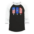 thumbnail image 1 of Shop4Ever Men's Patriotic Popsicles Ice Cream 4th of July Raglan Baseball Shirt X-Small Black/White, 1 of 4
