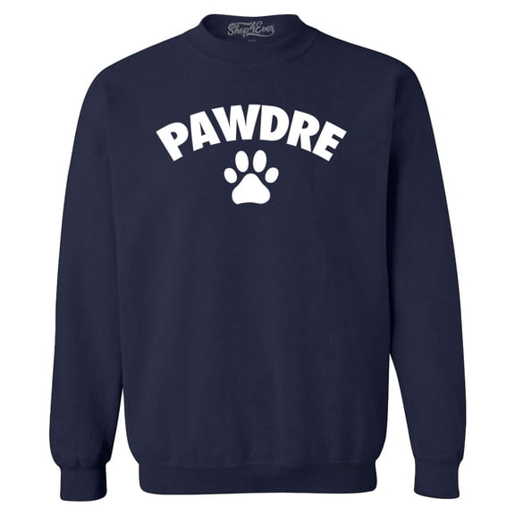 Shop4Ever Men's Pawdre Paw Print Dog Dad Father Crewneck Sweatshirt XX-Large Navy