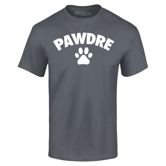 Shop4Ever Men's Pawdre Paw Print Dog Dad Father Graphic T-shirt Medium Black