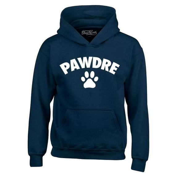 Shop4Ever Men's Pawdre Paw Print Dog Dad Father Hooded Sweatshirt Hoodie Medium Navy