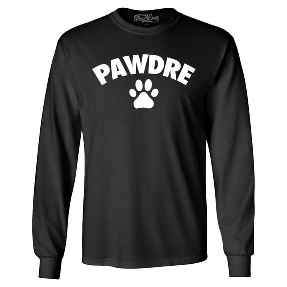 Shop4Ever Men's Pawdre Paw Print Dog Dad Father Long Sleeve Shirt 2XL Black