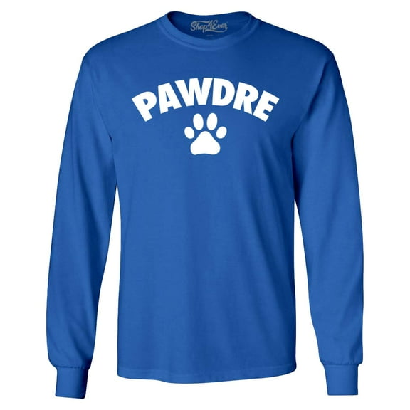 Shop4Ever Men's Pawdre Paw Print Dog Dad Father Long Sleeve Shirt Medium Royal Blue