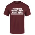 thumbnail image 1 of Shop4Ever Men's People Who Tolerate Me On A Daily Basis Real Heroes Graphic T-shirt Small Maroon, 1 of 5