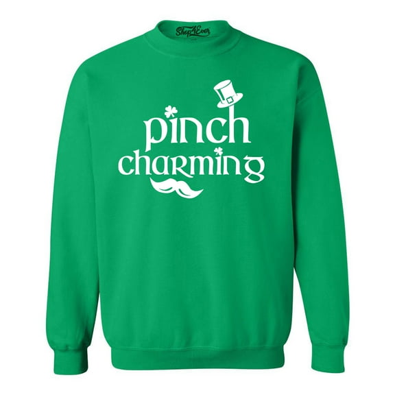 Shop4Ever Men's Pinch Charming St. Patrick's Day  Crewneck Sweatshirt Small Irish Green